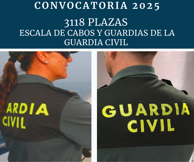 3118 PLAZAS GUARDIA CIVIL CONVOCATORIA 2025